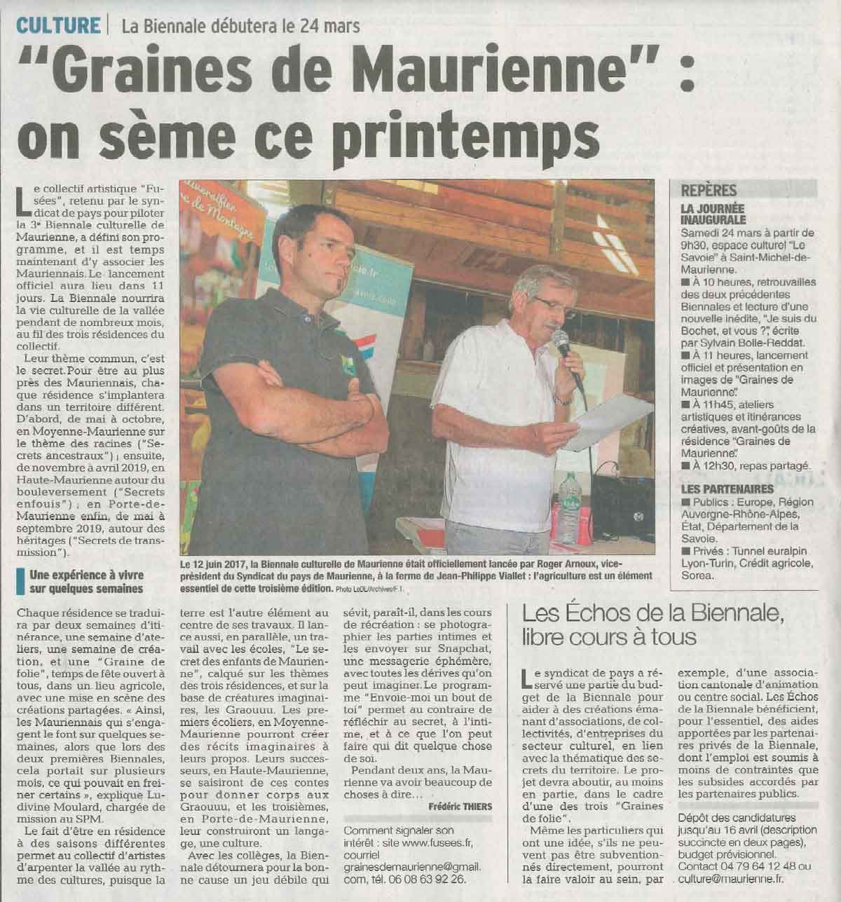 Le Dauphiné libéré graines de maurienne